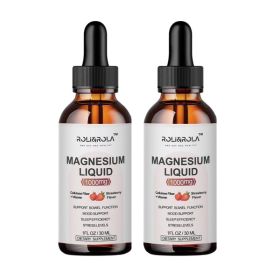 Magnesium Glycinate Liquid Drops - ROLI&ROLA With Cellulose Fiber, Vitamins B6, C, D, Zinc At Night, Digestive Health, Strawberry Flavour 30mlX2 Packe