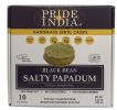 Pride Of India - Salty Black Bean Namkeen Papadum Lentil Crisp - 10 count (3.53oz - 100gm) - Lentil Chips, Gluten-Free Crackers, Healthy Snacks